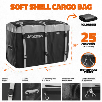 50"x24"x7" Aluminum Hitch Carrier & 25 Cu Ft Cargo Bag