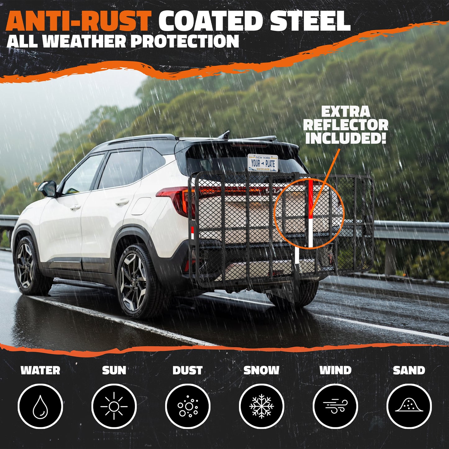 72"x36"x6" XXL Hitch Carrier + Rear Lights