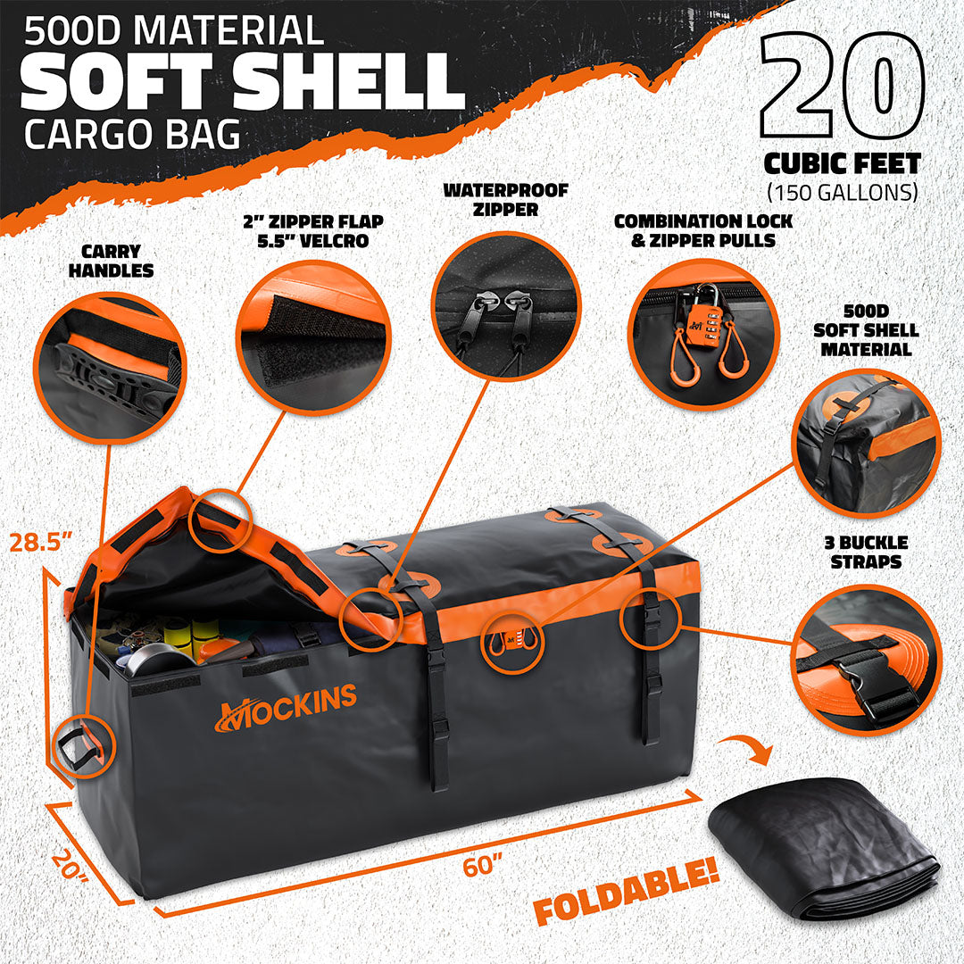 60"x20"x6" Hitch Carrier & 20 Cu Ft Cargo Bag