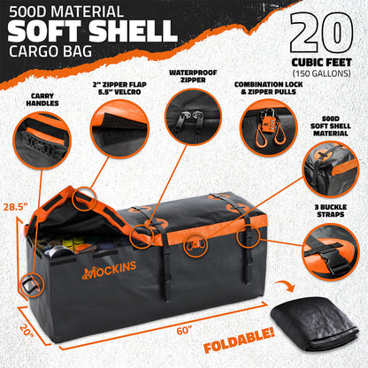 60"x20"x6" Hitch Carrier & 20 Cu Ft Cargo Bag