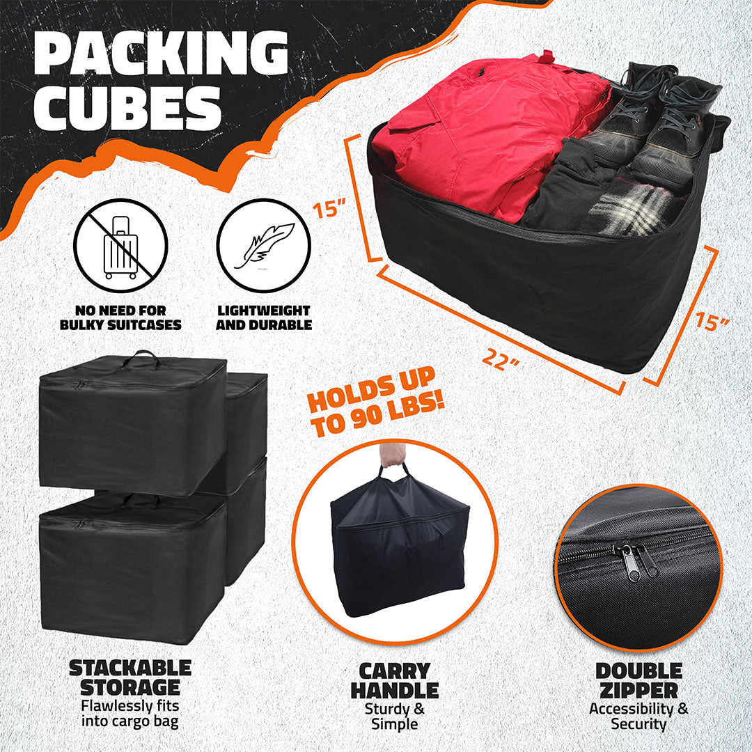 48"x18"x6" Hitch Carrier & 15 Cu Ft Cargo Bag + Packing Cubes