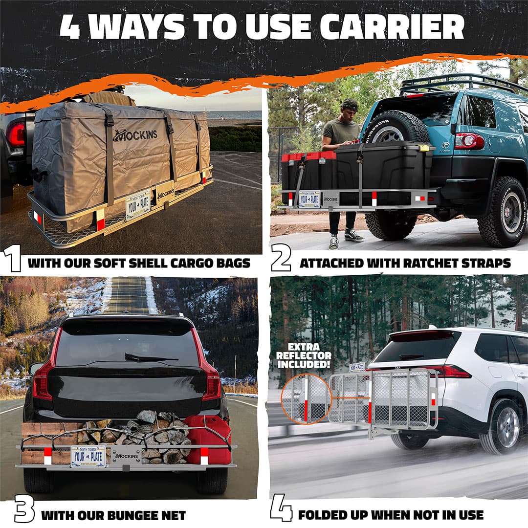 60"x20"x6" Hitch Carrier & 16 Cu Ft Cargo Bag