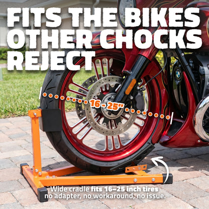1500 lbs. Capacity Motorcycle Front Wheel Chock with 14 Size Adjustments