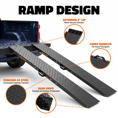 Heavy-Duty 1400 Lbs. Capacity Steel Loading Ramp Set (2-Pack)