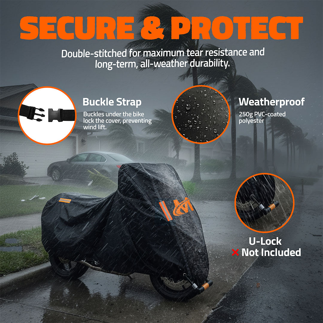 91"x49"x39" Heavy Duty 250g PVC Motorcycle Cover with Cotton Lining