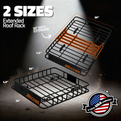 50"x36"x4.5" Extendable Roof Carrier & 18 Cu Ft Orange Roof Bag