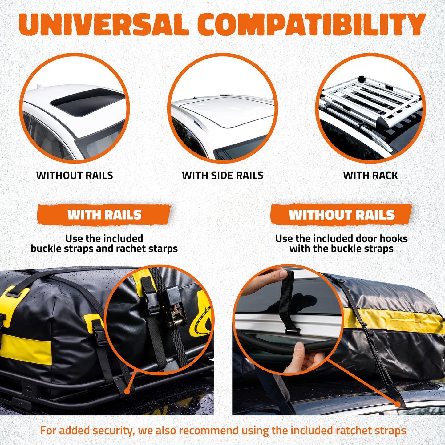 20 Cu Ft. Yellow Waterproof Roof Cargo Bag 50"x36"x19"