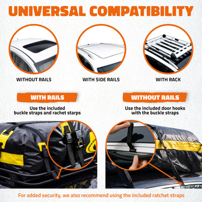 20 Cu Ft. Yellow Waterproof Roof Cargo Bag 50"x36"x19"