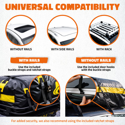 20 Cu Ft. Yellow Waterproof Roof Cargo Bag 50"x36"x19"