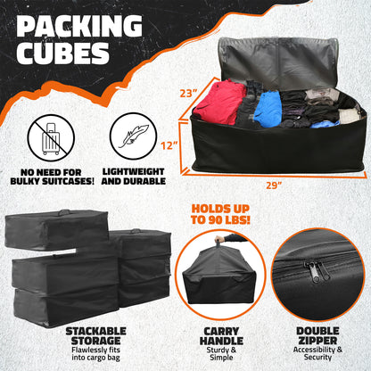 60"x24"x6" Hitch Carrier & 30 Cu Ft Cargo Bag + Packing Cubes