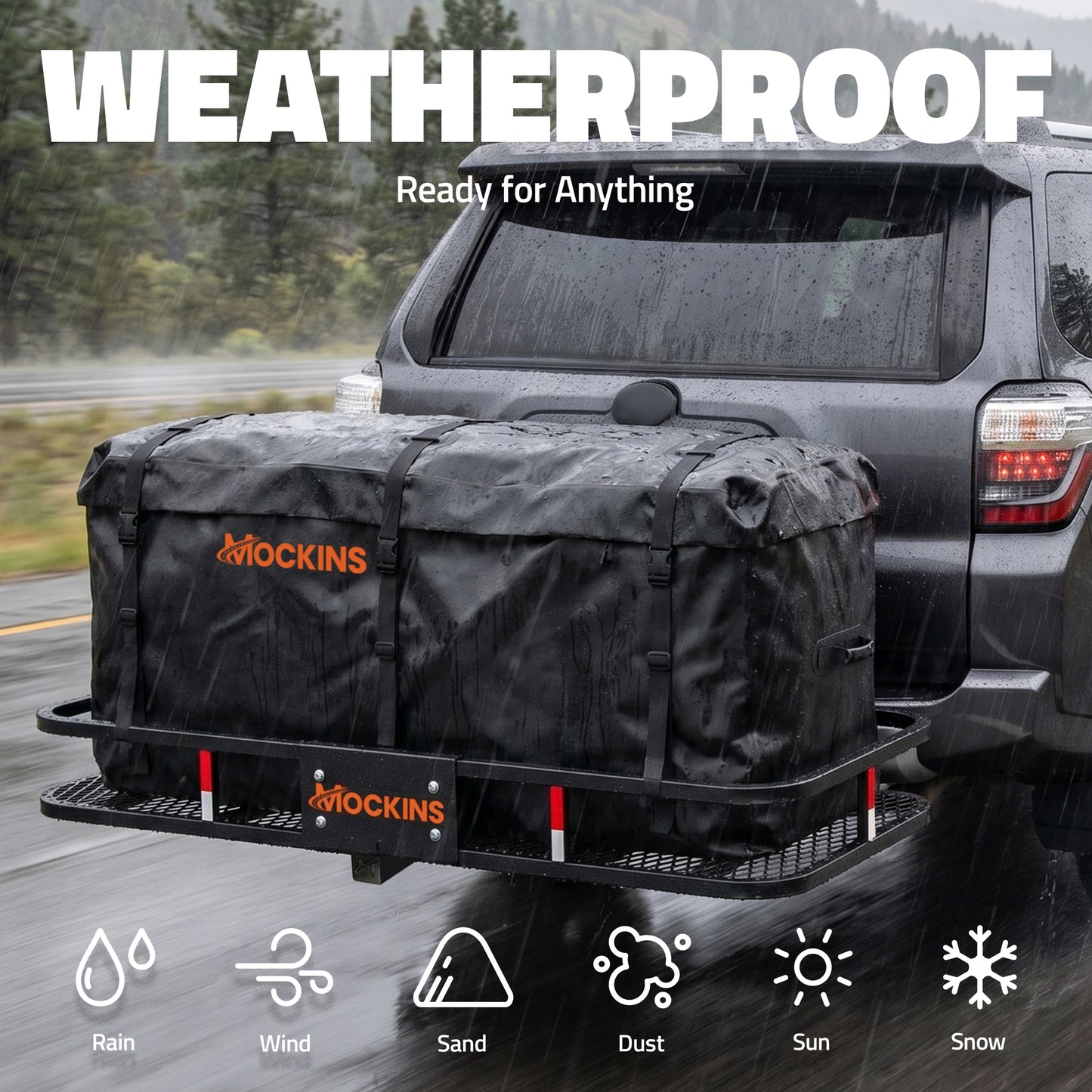 60"x20"x6" Hitch Carrier with 6" Shank Rise & 20 Cu Ft Cargo Bag