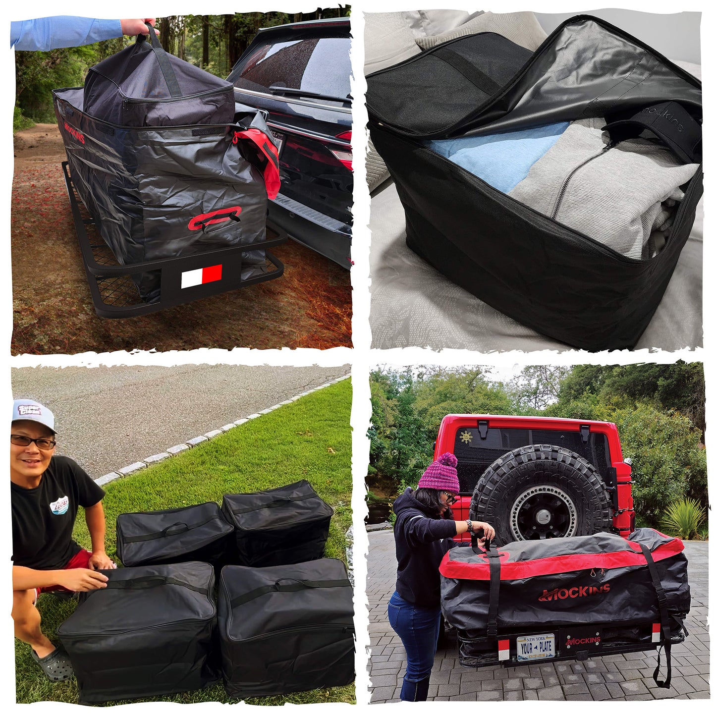48"x18"x6" Hitch Carrier & 15 Cu Ft Cargo Bag + Packing Cubes