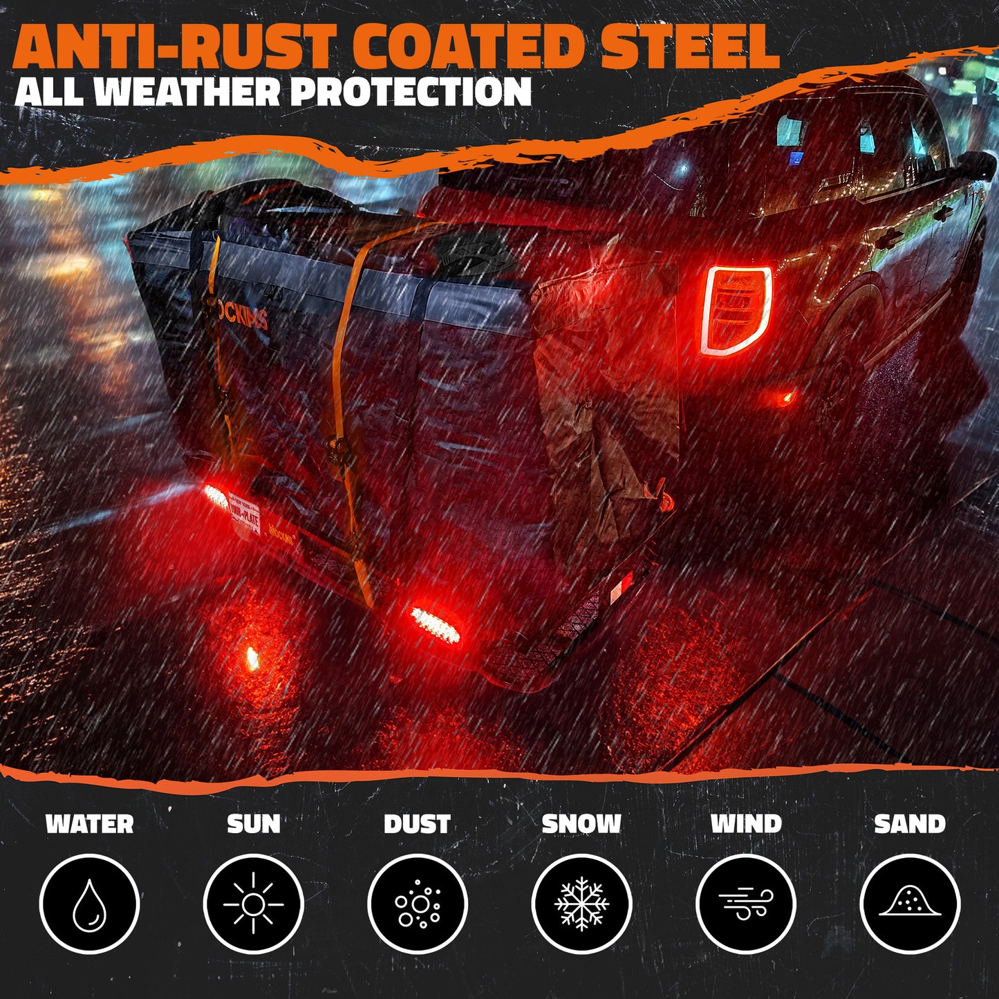 60"x20"x6" Hitch Carrier + Rear Lights