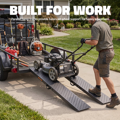Heavy-Duty 1400 Lbs. Capacity Steel Loading Ramp Set (2-Pack)