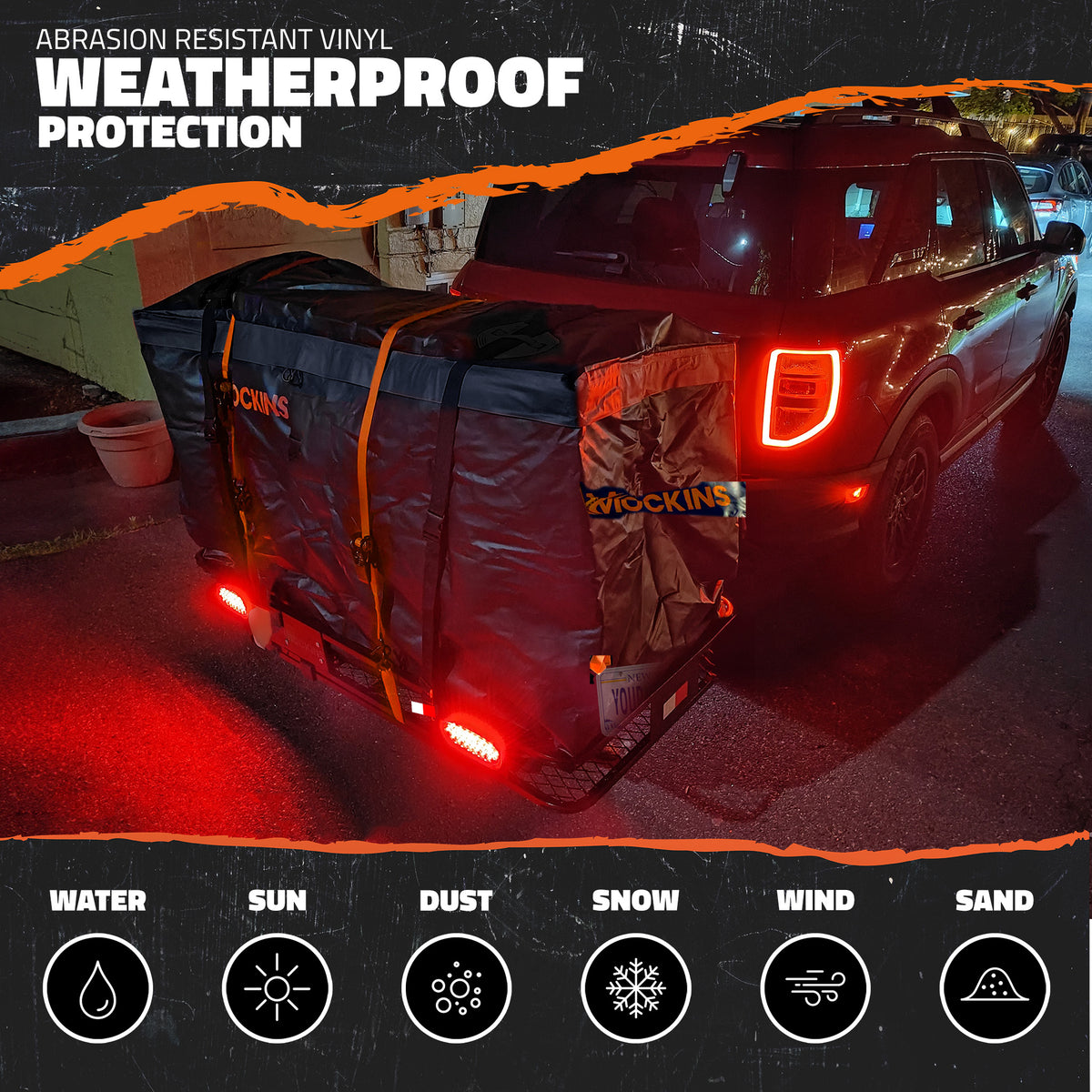 60"x20"x6" Hitch Carrier + Rear Lights & 20 Cu Ft Cargo Bag