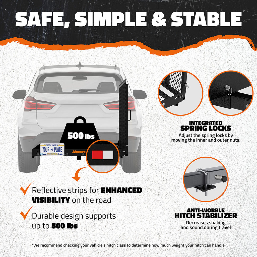48"x28.5"x4.5" Wheelchair Hitch Carrier with Ramp