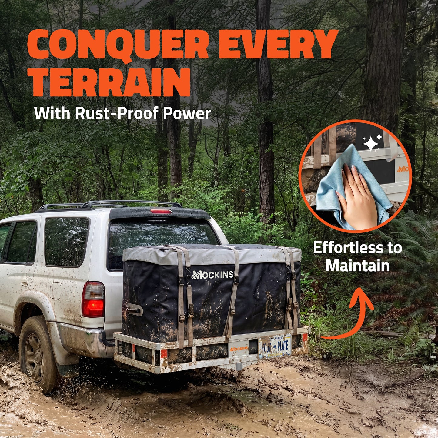 50"x24"x7" Aluminum Hitch Carrier & 25 Cu Ft Cargo Bag