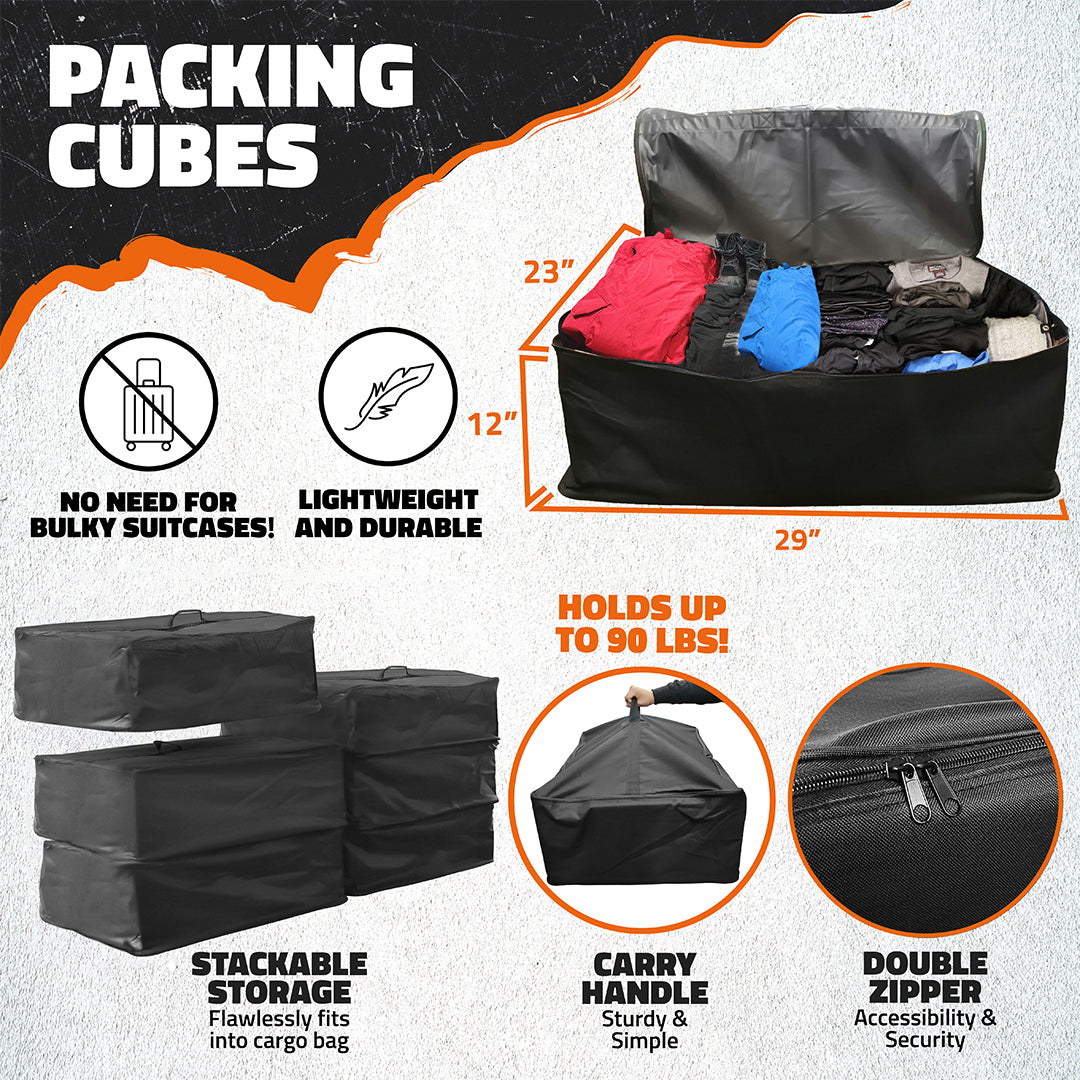 60"x24"x6" Hitch Carrier & 30 Cu Ft Cargo Bag + Packing Cubes