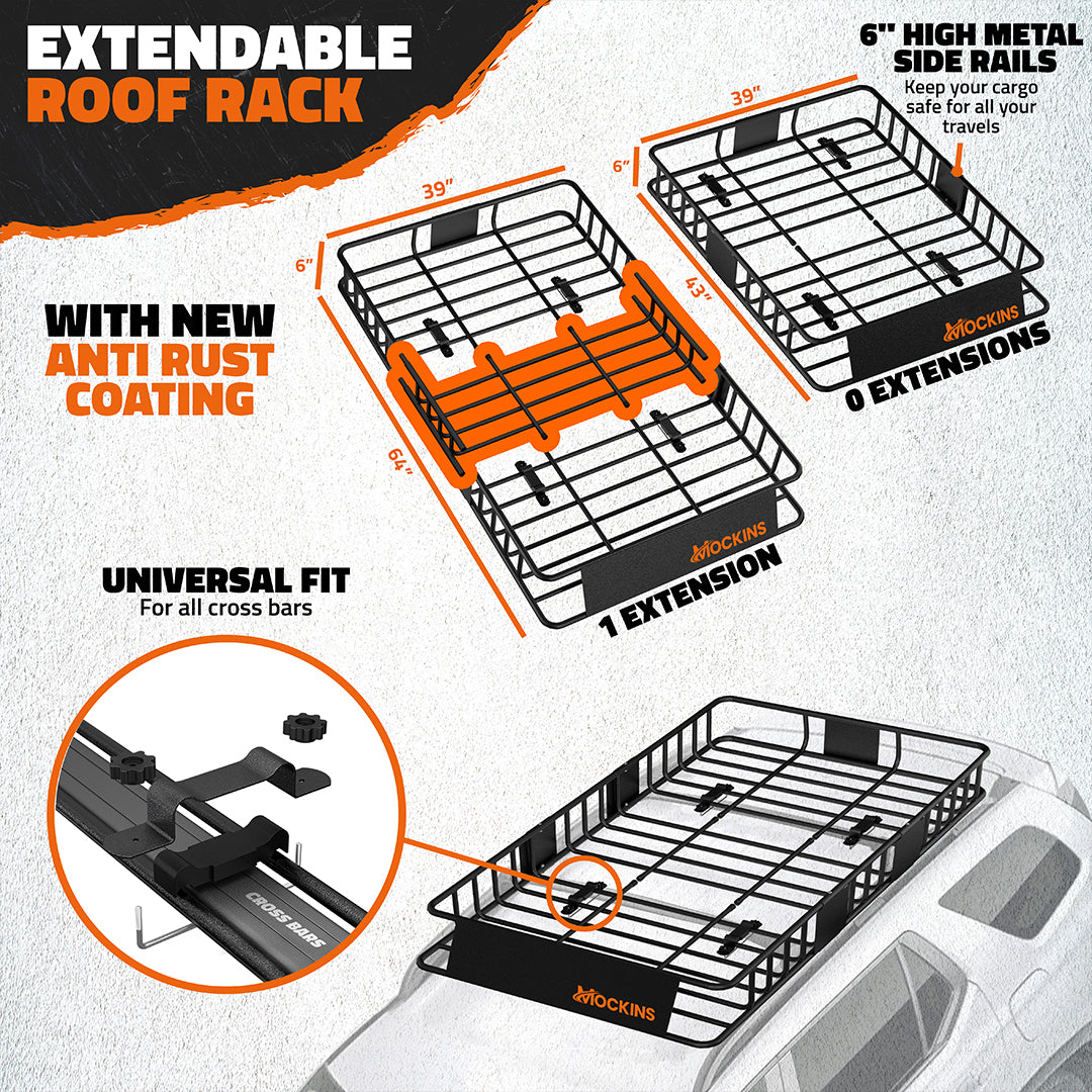64"x39"x6" Extendable Roof Carrier & 20 Cu Ft Roof Bag