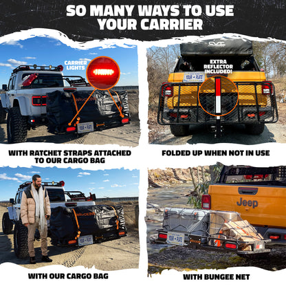 60"x20"x6" Hitch Carrier + Rear Lights & 20 Cu Ft Cargo Bag