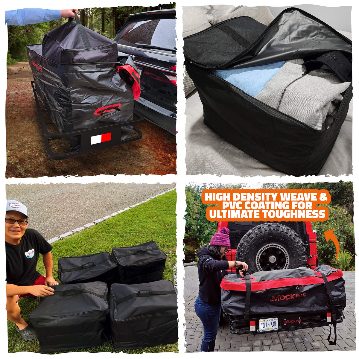 48"x18"x6" Hitch Carrier & 15 Cu Ft Cargo Bag + Packing Cubes