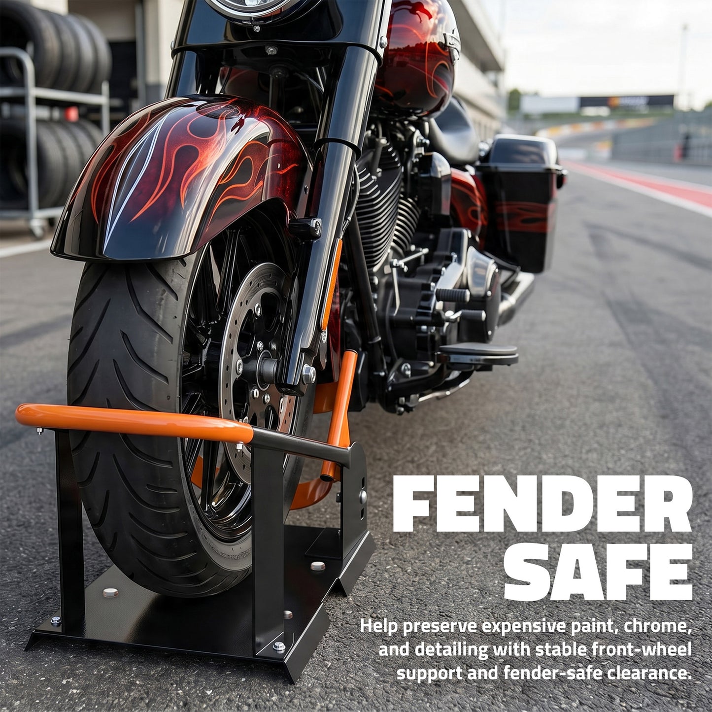 Narrow Motorcycle Wheel Chock for up to 6.1" Tires
