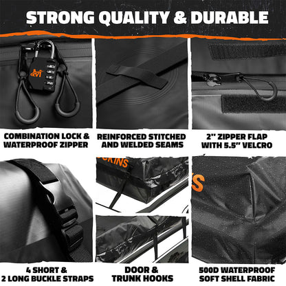 35 Cu Ft. Black Waterproof Roof Cargo Bag (60"x 42"x 24")