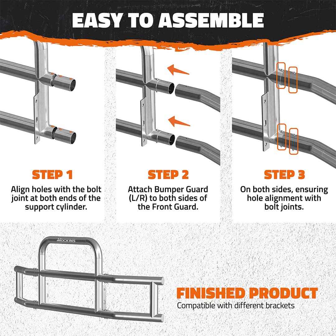 90"x11.5"x25.5" Front Bumper Guard with Mounting Brackets for Peterbilt New Models