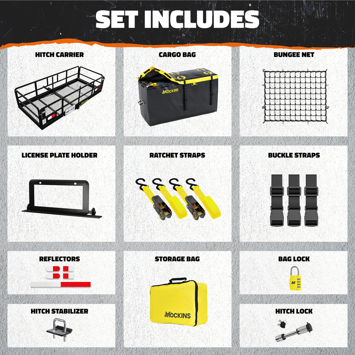 60"x24"x14" High Rail Hitch Carrier & 30 Cu Ft Cargo Bag