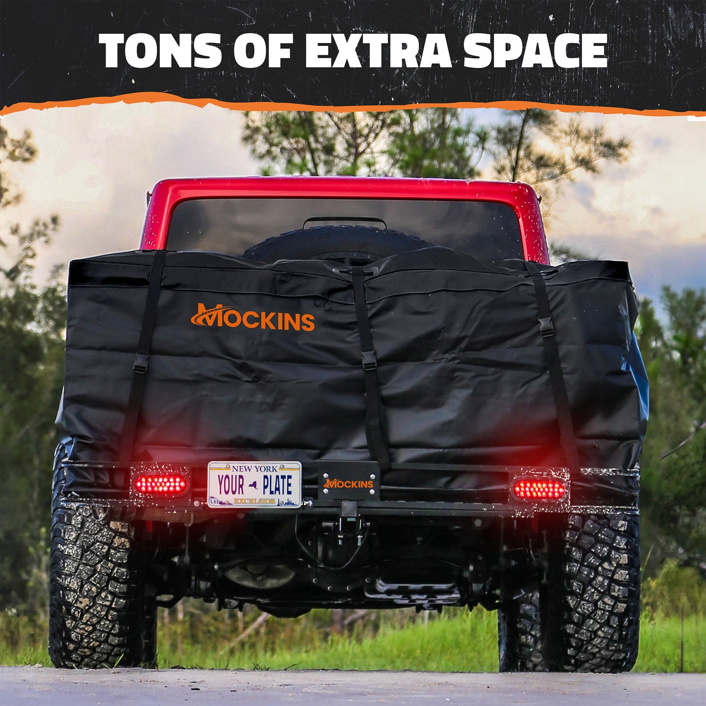 72"x36"x6" XXL Hitch Carrier + Rear Lights & 50 Cu Ft Cargo Bag
