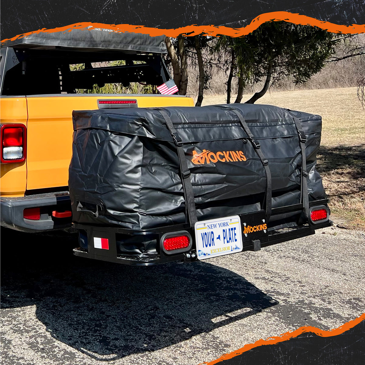 60"x20"x6" Hitch Carrier + Rear Lights & 20 Cu Ft Cargo Bag