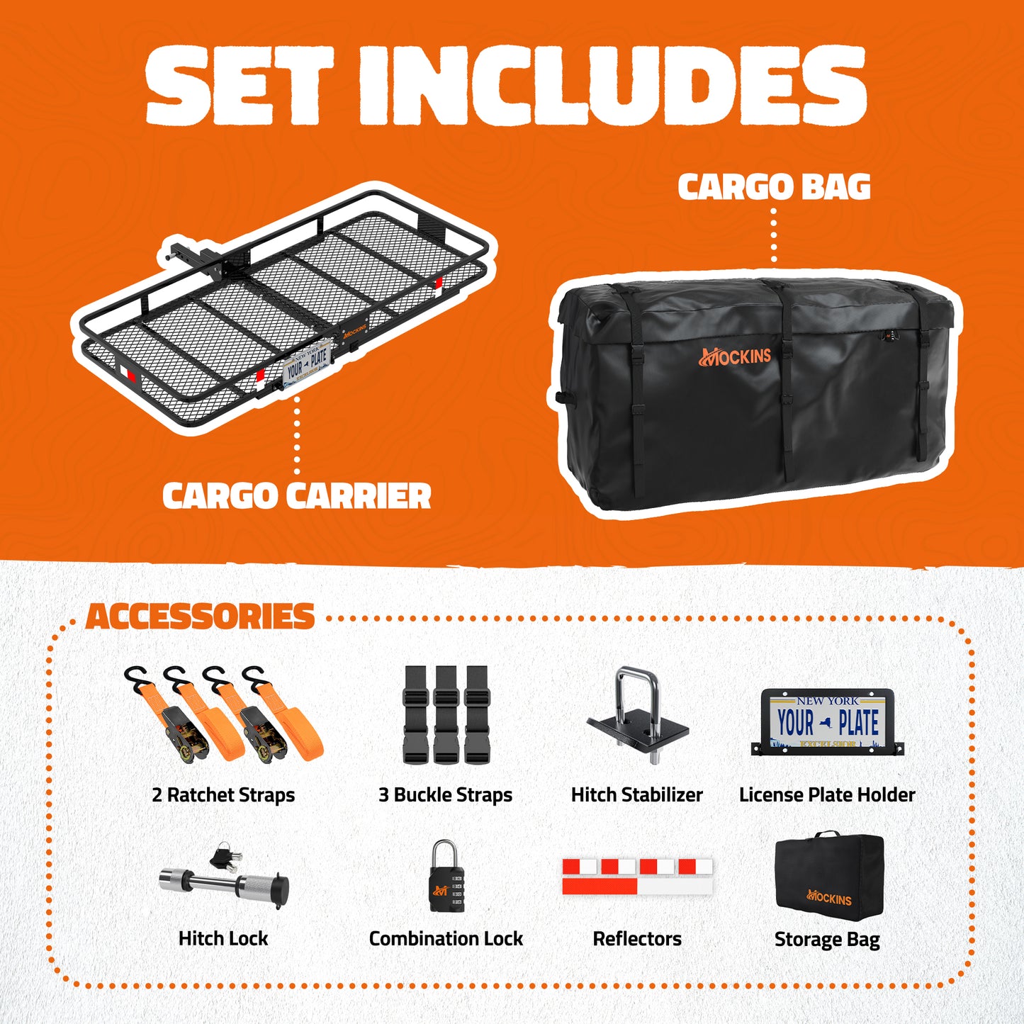 70"x30"x6" XL Hitch Carrier & 40 Cu Ft Cargo Bag