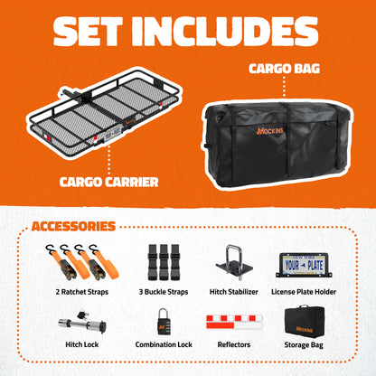 70"x30"x6" XL Hitch Carrier & 40 Cu Ft Cargo Bag