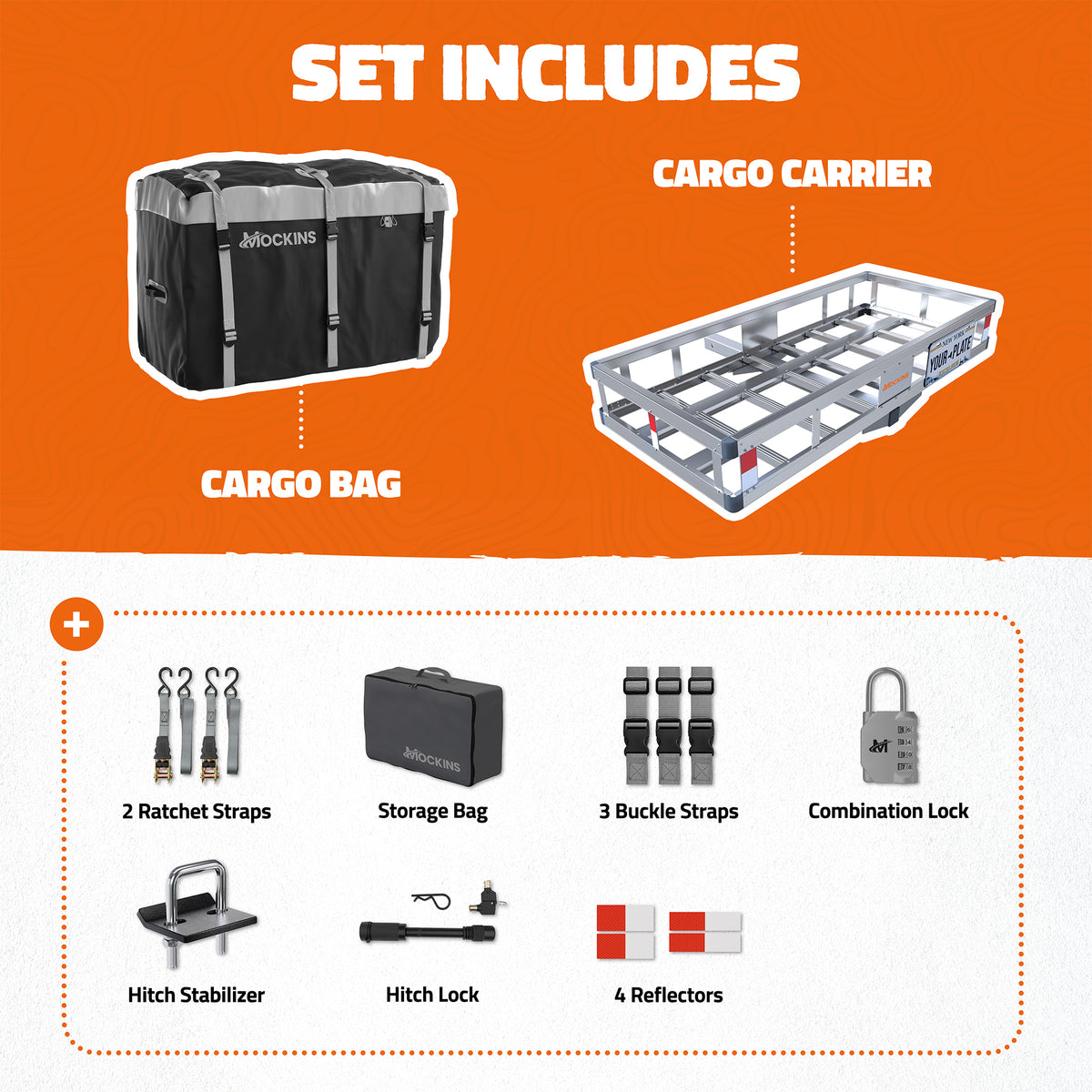 50"x24"x7" Aluminum Hitch Carrier & 25 Cu Ft Cargo Bag