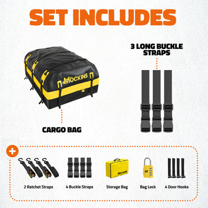 20 Cu Ft. Yellow Waterproof Roof Cargo Bag 50"x36"x19"