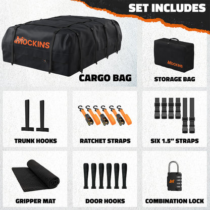 35 Cu Ft. Black Waterproof Roof Cargo Bag (60"x 42"x 24")