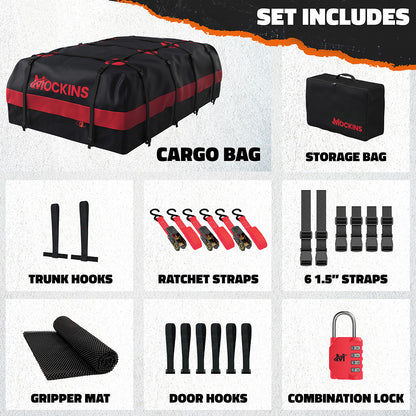 45 Cu Ft. Red Waterproof Roof Cargo Bag 75"x48"x22"