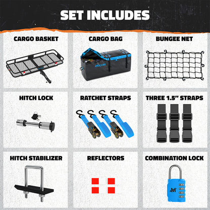 60"x20"x6" Hitch Carrier & 16 Cu Ft Cargo Bag