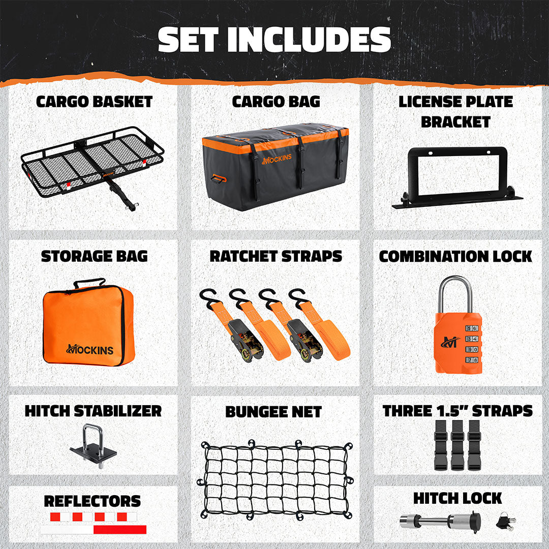 60"x20"x6" Hitch Carrier & 20 Cu Ft Cargo Bag