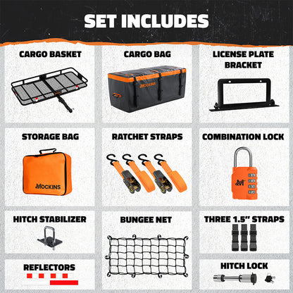 60"x20"x6" Hitch Carrier & 20 Cu Ft Cargo Bag