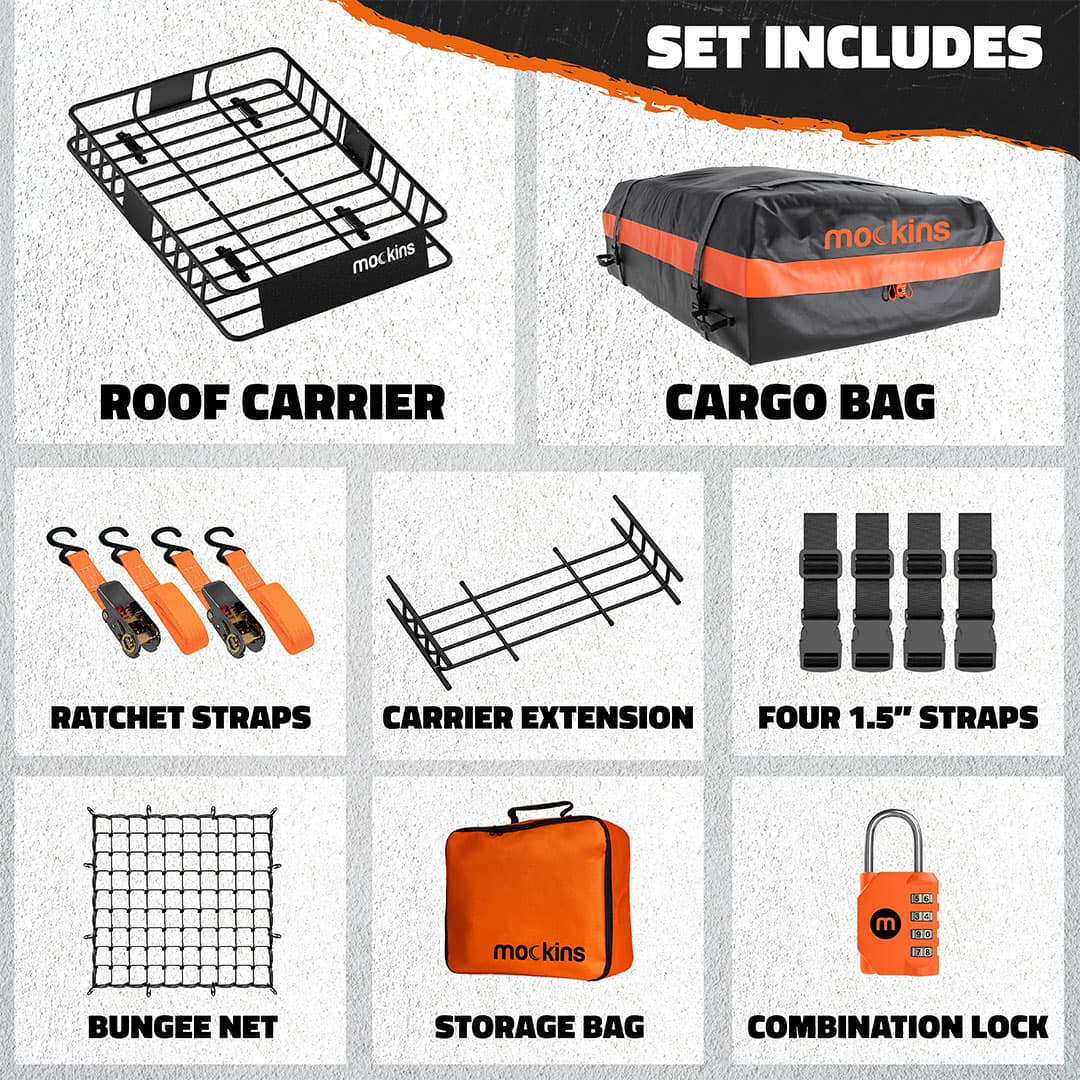 64"x39"x6" Extendable Roof Carrier & 20 Cu Ft Roof Bag