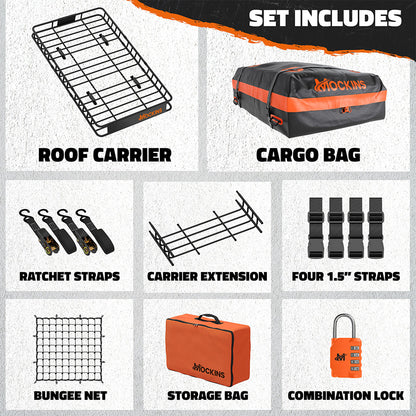 64"x39"x6" Extendable Roof Carrier & 20 Cu Ft Roof Bag