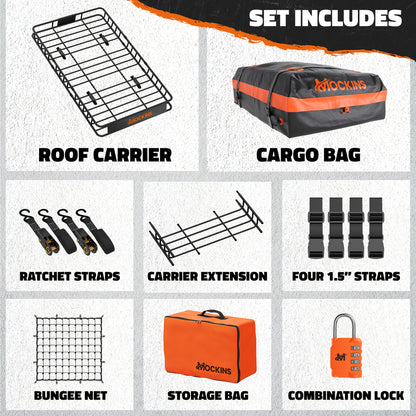 64"x39"x5" Extendable Roof Carrier & 20 Cu Ft Roof Bag