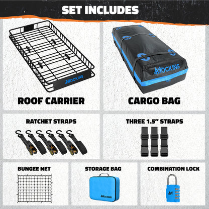 84"x39"x6" Extendable Roof Carrier & 35 Cu Ft Roof Bag