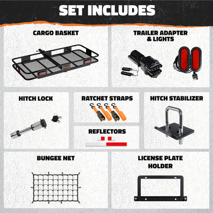60"x20"x6" Hitch Carrier + Rear Lights