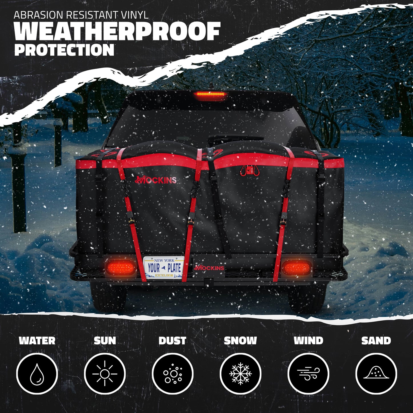 70"x30"x6" Hitch Carrier + Rear Lights & 40 Cu Ft Cargo Bag