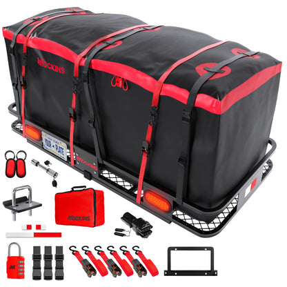 70"x30"x6" Hitch Carrier + Rear Lights & 40 Cu Ft Cargo Bag