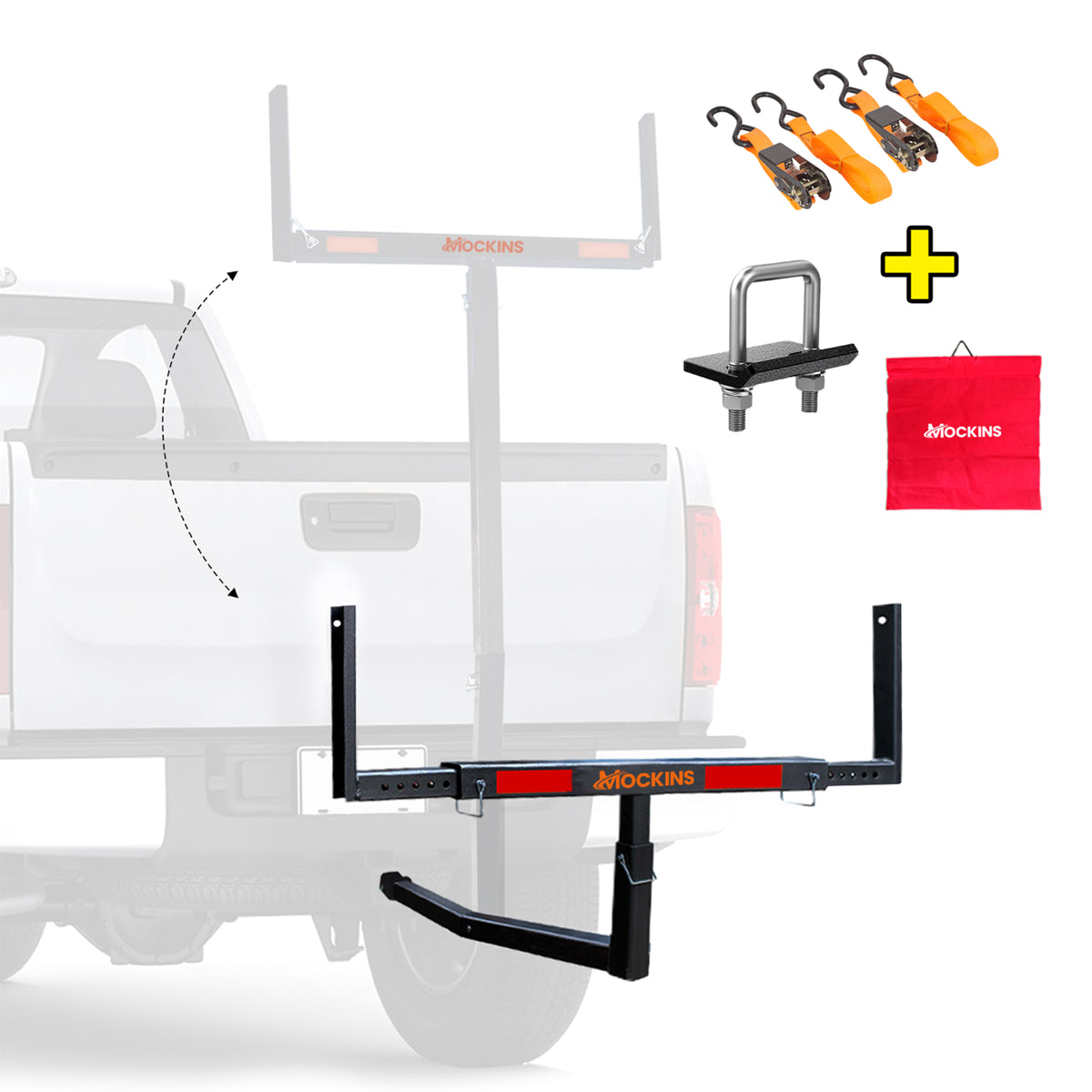 2-in-1 Design Pickup Truck Bed Extender &amp; Ratchet Straps