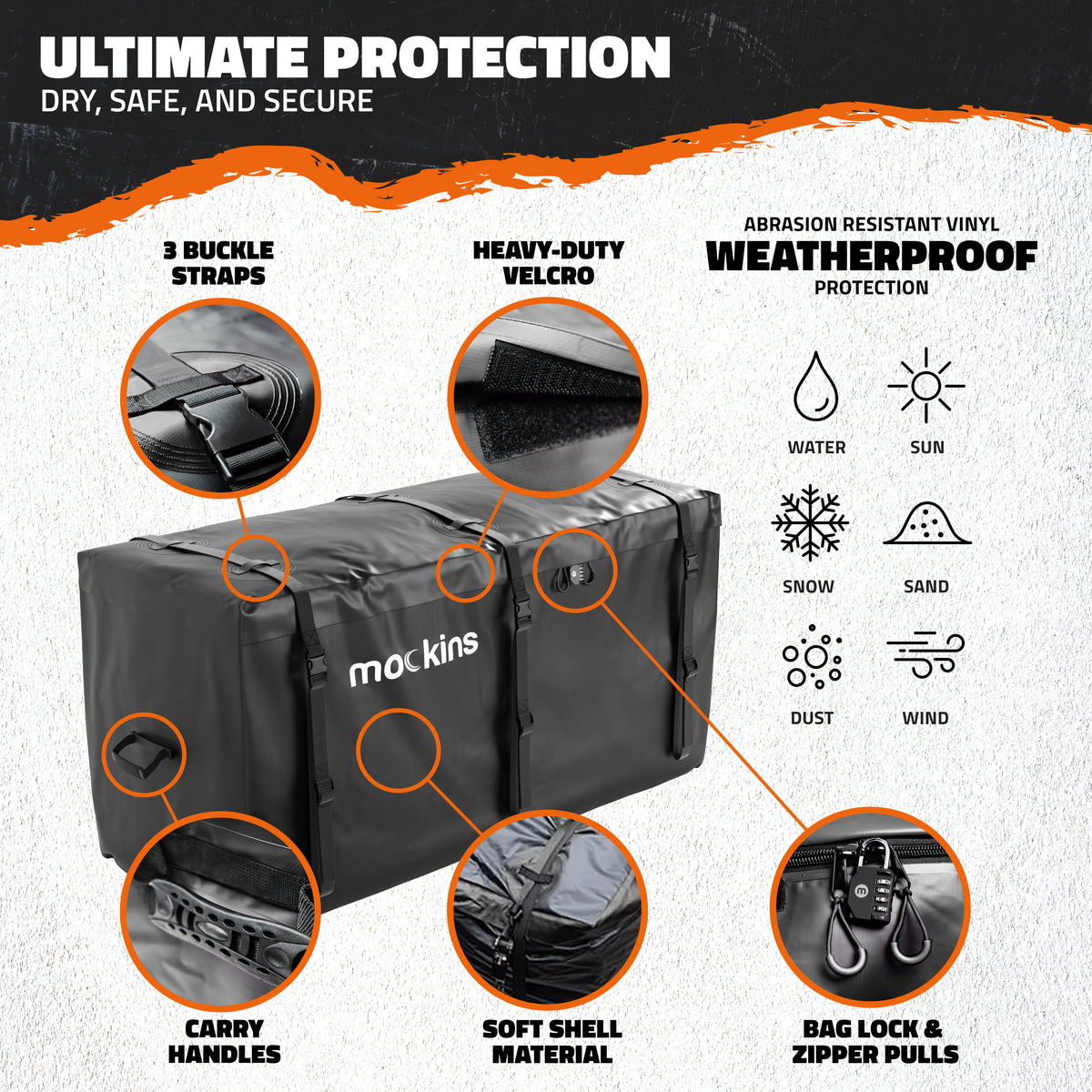 Waterproof Hitch Mount Cargo Carrier Bag - 25 Cubic Ft.