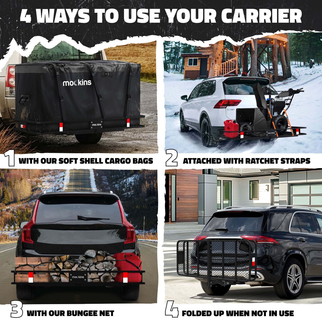 60&quot;x24&quot;x6&quot; XL Trailer Hitch Cargo Carrier Hitch Mount | 500lbs Cap. 2&quot; Inch Receiver Hitch Basket with 25 CF Bag